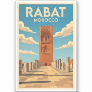 Sticker Rabat Maroc Illustration Voyage Art Vintage