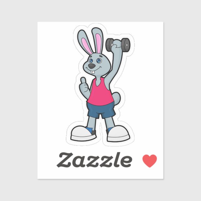 Sticker Rabbit à Fitness avec Dumbbell (Feuille)