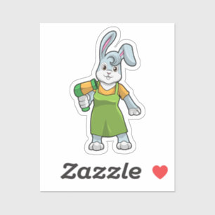 Sticker Rabbit as Hairdresser with Hairdryer