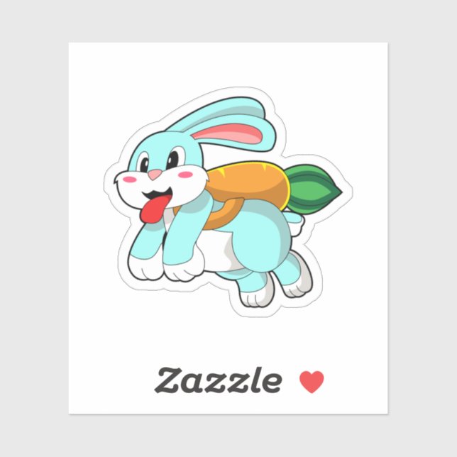 Sticker Rabbit avec carotte comme fusée (Feuille)