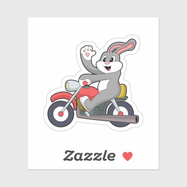 Sticker Rabbit en tant que Biker avec Motorcycle.PNG (Feuille)