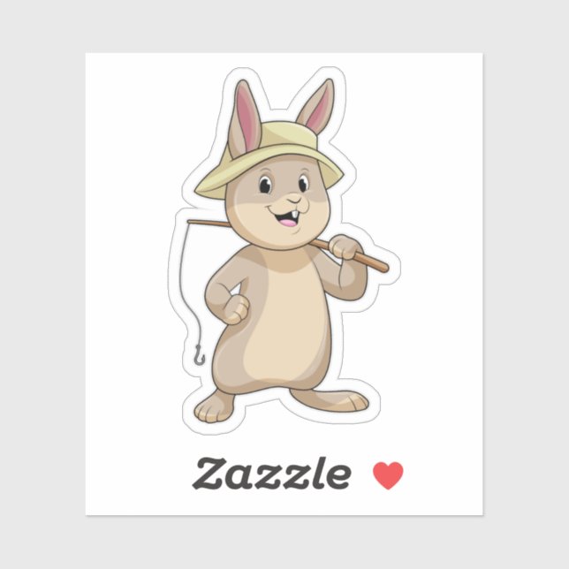 Sticker Rabin comme Fisher avec canne à pêche (Feuille)