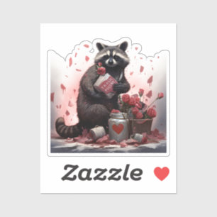 Sticker Raccoon ordures poésie Valentines jour