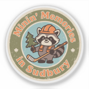Sticker Raccoon vintage Sudbury Ontario