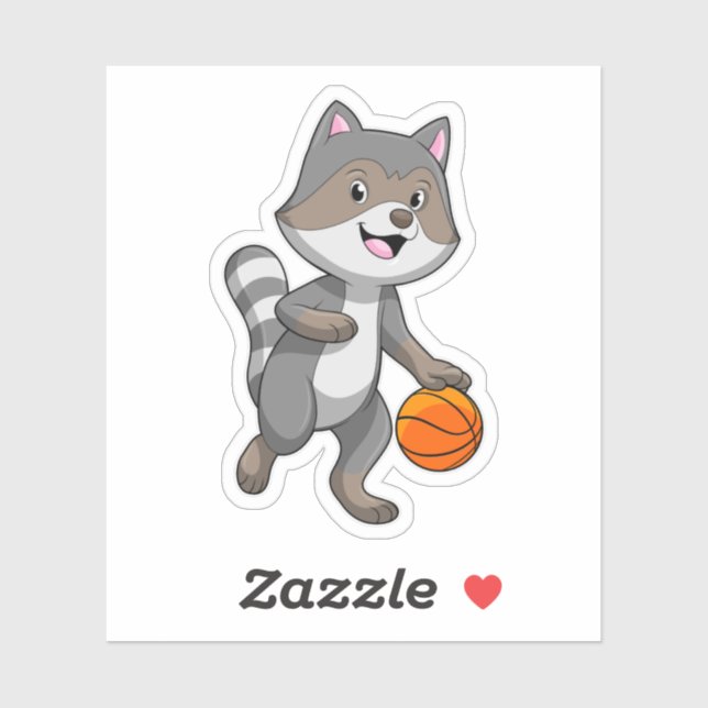 Sticker Racon comme joueur de basket-ball avec basket-ball (Feuille)