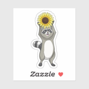 Sticker Racoon avec tournesol