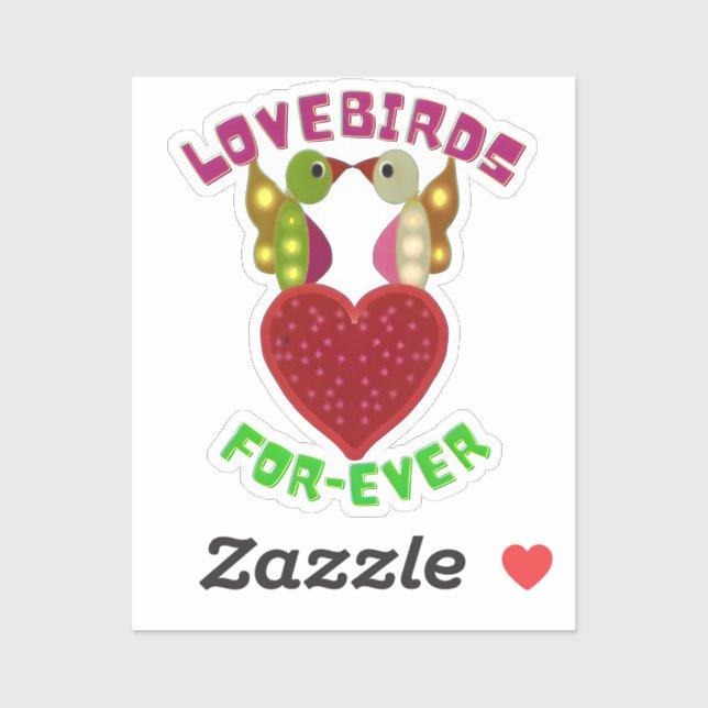 Sticker Radiant Lovebirds Heart Design  (Feuille)