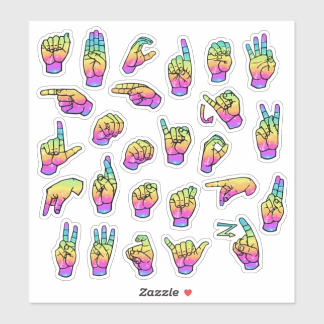 Sticker Rainbow ASL Alphabet – Educational & Expressive (Feuille)