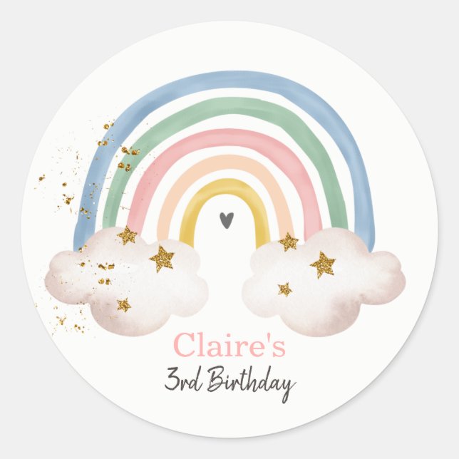 Sticker Rainbow Boho Pastel Rainbow Anniversaire (Devant)