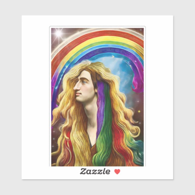Sticker Rainbow Deity Homme Of All love Imaginaire Art (Feuille)