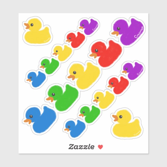 Sticker Rainbow Rubber Ducks (Feuille)