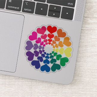 Sticker Rainbow Valentine Hearts in a Circle