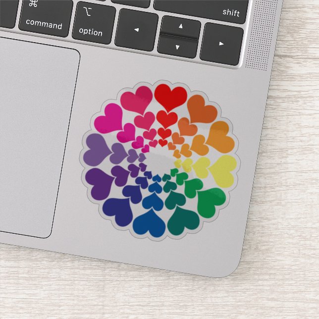 Sticker Rainbow Valentine Hearts in a Circle (Détail)