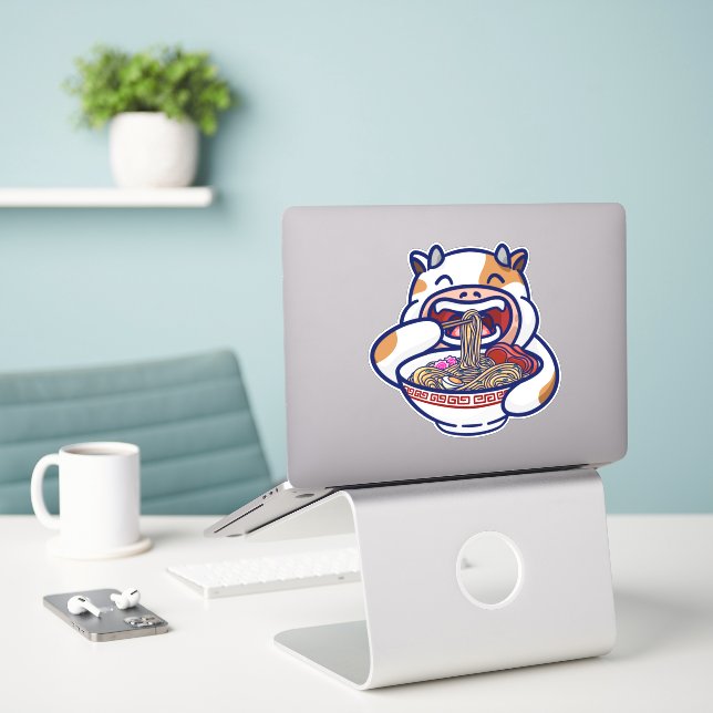 Sticker rampe de vache à manger (Ordinateur portable sur le bureau)