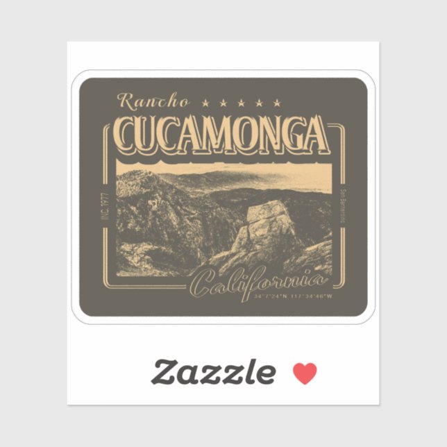 STICKER RANCHO CUCAMONGA CALIFORNIA - CUCAMONGA PEAK (Feuille)