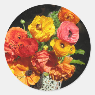 Sticker Ranunculas Fleurs RSVP Seals de mariage