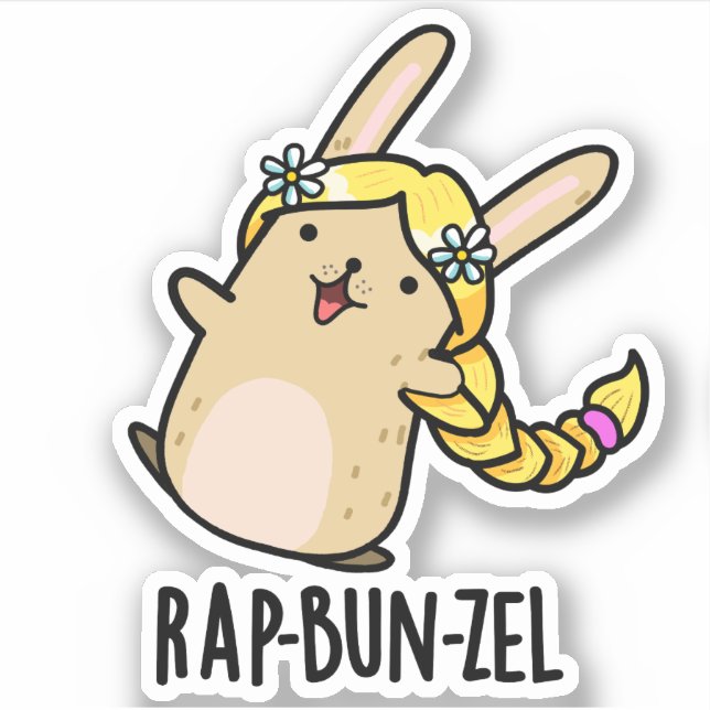 Sticker Rap-bun-zel Funny Bunny Pun (Devant)