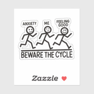 Sticker Rappel drôle de l'anxiété du stickman pour la sant
