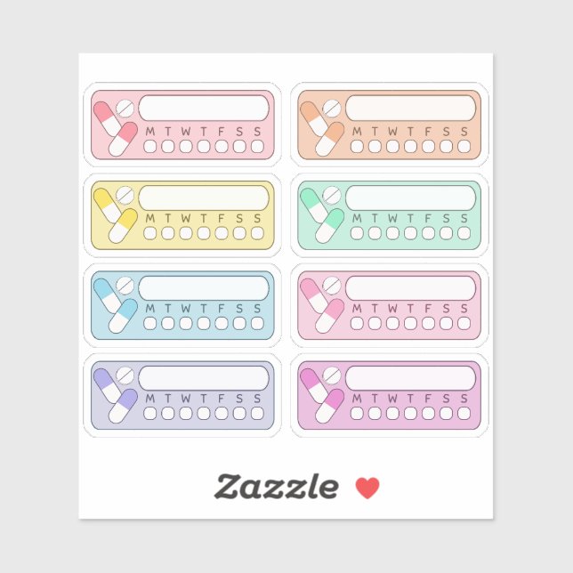 Sticker Rappel hebdomadaire de la pilule de suivi de la vi (Feuille)