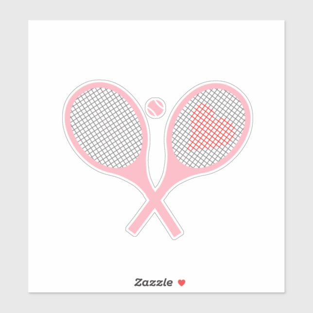 Sticker Raquettes De Tennis Pastel Heart Et Design De Ball (Feuille)