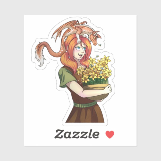 Sticker Rassembler les fleurs avec un dragon (Feuille)