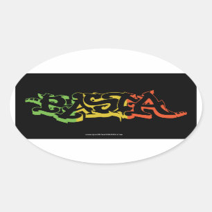 Sticker Rasta noir ovale