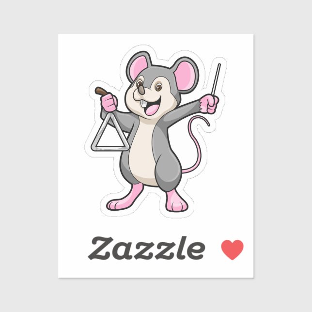 Sticker Rat à Musique avec Triangel (Feuille)