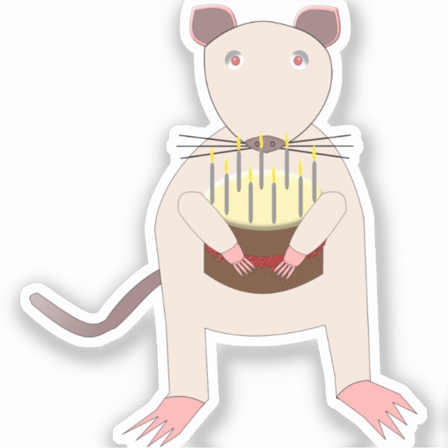 Sticker Rat de Siamese avec gâteau d'anniversaire (Recto)