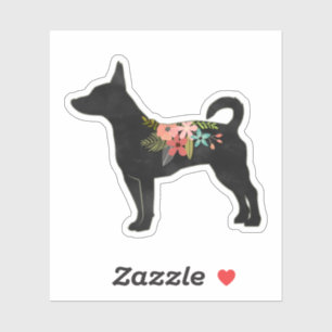 Sticker Rat Terrier CN Chien Boho Floral Silhouette