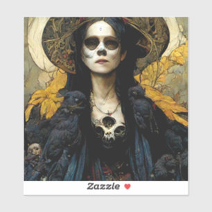 Sticker Raven Witch 3 Imaginaire Horreur Goth Gothique