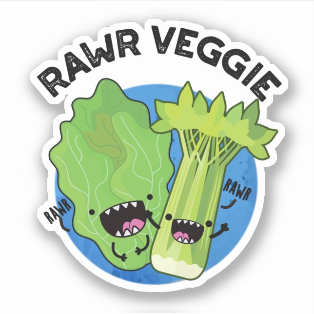 Sticker Rawr Veggie Funny Food Pun (Devant)