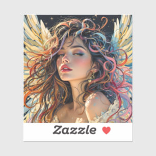 Sticker Rayon céleste - Portrait Angel ailé arc-en-ciel