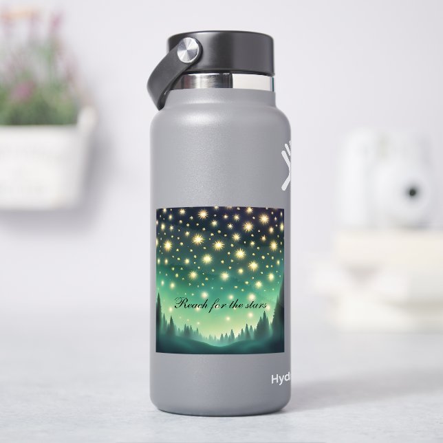 Sticker Reach for the Stars - Tons verts Starry Night (HydroFlask)