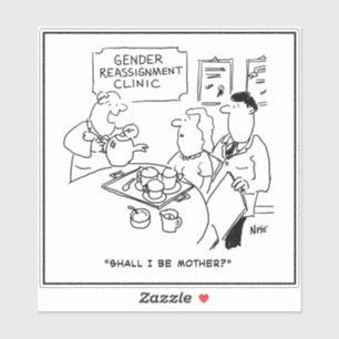 Sticker Réassignation de sexe d'homme à femme, dessin humo