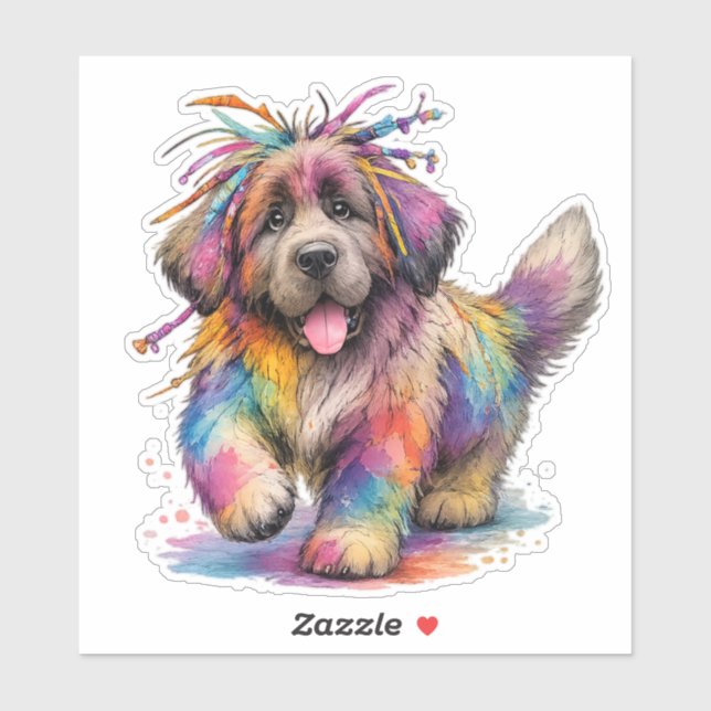 Sticker Rebelle Arc-en-ciel Aquarelle Newf (Feuille)