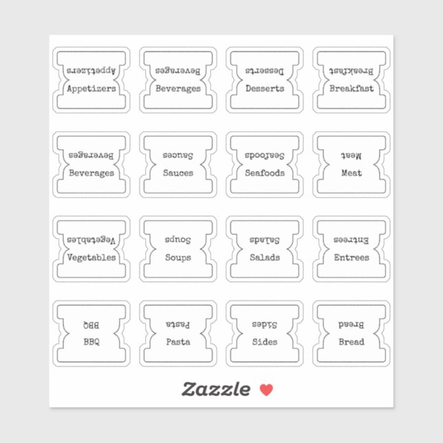 Sticker Recipe Index Divider Side Tab White Folding (Feuille)