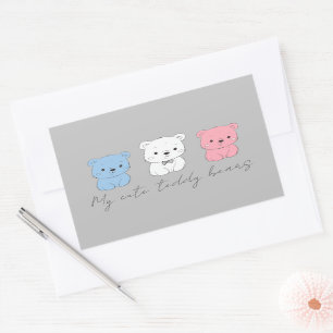 Sticker Rectangulaire С tub d'ours, dessin pour enfants