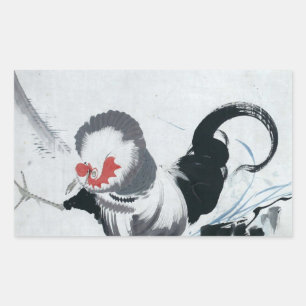 Sticker Rectangulaire 雄 鶏 図, 冲 Rooster (détail), Jakuchu
