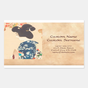 Sticker Rectangulaire 100 figures des beautés utilisant des kimonos de