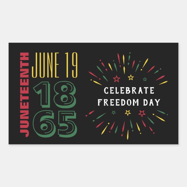Sticker Rectangulaire 19 juin 1865 Feu d'artifice d'histoire noire (Devant)