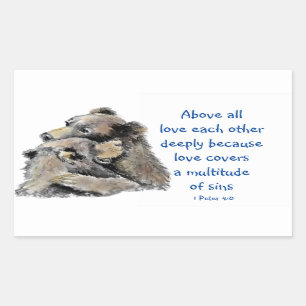 Sticker Rectangulaire 1 Pierre 4 :8 Au-Dessus De Tous L'Amour Profondéme
