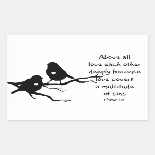 Sticker Rectangulaire 1 Pierre 4 :8 Au-Dessus De Tous L'Amour Profondéme