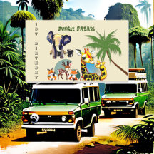 1er anniversaire Jungle Safari Elephant Giraffe De