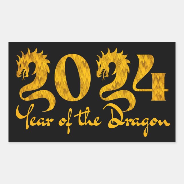 STICKER RECTANGULAIRE 2024 ANNÉE DE L'OR DRAGON (Devant)