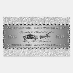 Sticker Rectangulaire 25e anniversaire Mariage-Mariage cheval et transpo