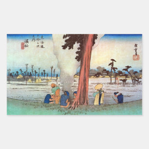 Sticker Rectangulaire 30. 浜 松 宿, 重 Hamamatsu-juku, Hiroshige, Ukiyo-e, 広