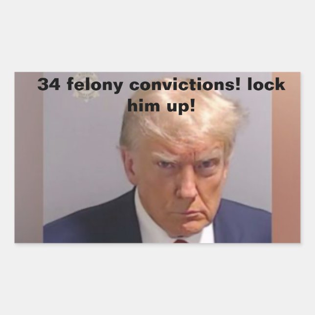 Sticker Rectangulaire 34 condamnations pour crime l'enferment Donald Tru (Devant)