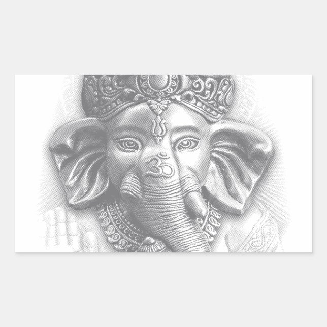 Sticker Rectangulaire 3d Lord Ganesha - Om (Devant)
