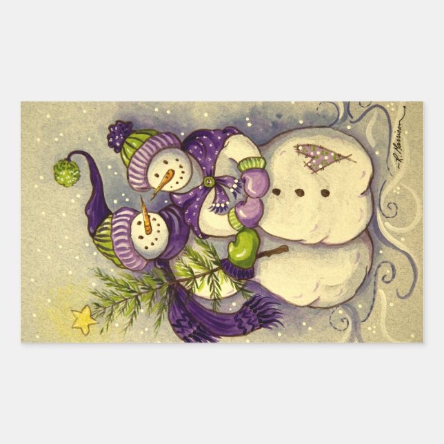 Sticker Rectangulaire 4882 Noël des Snowmen (Devant)