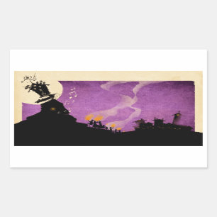 Sticker Rectangulaire 4 Petits monstres - Nuit d'Halloween